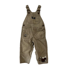 OshKosh B'Gosh Overalls Boys Toddler 18 Months Tan Brown Moose Snaps