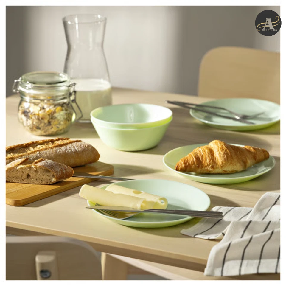 IKEA OFTAST Green Glass Dining Set Plates & Bowls Microwave Dishwasher Safe - Image 3 of 4