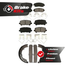 Front Rear Semi-Metallic Brake Pads Parking Shoe Kit For 2011-2017 Honda Odyssey