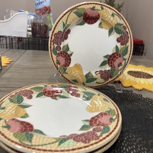 Pier One 1 MOSAIC FRUIT Earthenware Dessert Salad Soup Bowls Retired Lot of 3