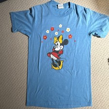 Minnie Mouse Mickey Walt Disney Blue T-Shirt Made in USA Small VTG 80's NWT NOS