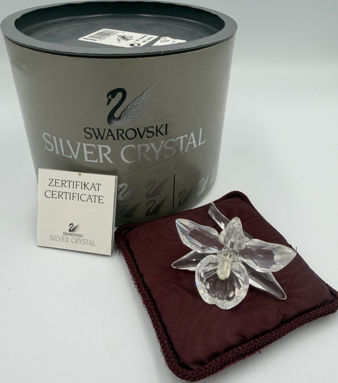 Swarovski Silver Crystal Orchid Clear with Box and Certificate