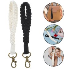 2Pcs Woven Cotton Rope Keychains for Women Durable Keychain Wristlet