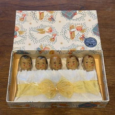Vintage Christmas Gift! Austrian 5 pc Baby Dolls Sealed Dionne Quints Soap Wax
