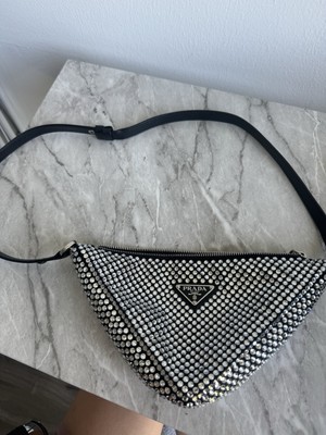 Prada Triangle Top Handle Pouch Bag Crystal Embellished | eBay