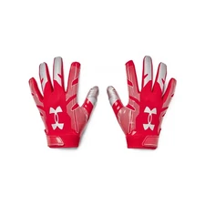 Medium Red Metallic Silver Sport Activity Gloves Ultra Durable 3D Grip
