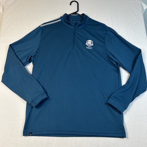 Adidas Ryder Cup Whistling Straits 1/4 Zip Mens Long Sleeve Teal Medium Pullover