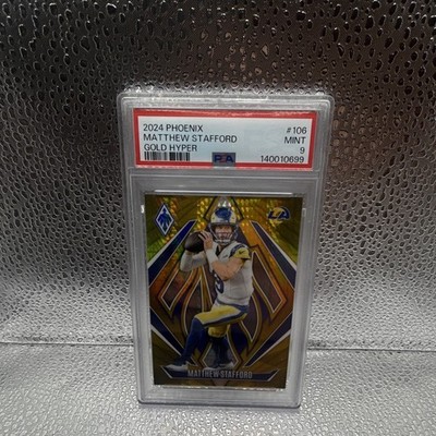 Panini 2024 Phoenix Matthew Stafford #106 Gold Hyper /10 Rams PSA 9