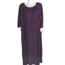 Alex Evenings Deep Plum One Piece Gown Womens 16W NWT Formal Wedding Holidays