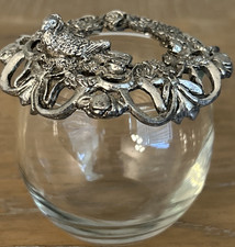 Vintage Metzke Pewter 1990 Bird trinket/potpourri bowl, made in USA, NICE C