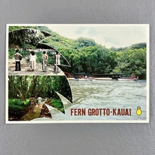 Postcard Kauai Hawaii Wailua River Boat Cruise 6x4" Boats Pineapple Prints