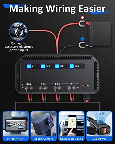  12V Fuse Block, Universal 20A Motorcycle Fuse Relay Box Kit with LED Warning 