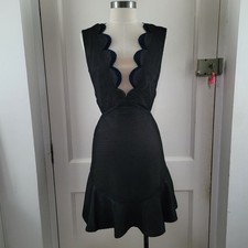 Three Floor Cut Out Scallop Net Mesh Dress Size 10 Uk 6 Us