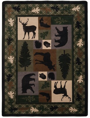 WILDERNESS RETREAT WILDLIFE PATCHWORK DESIGN AREA RUG - 5' X 8' | eBay