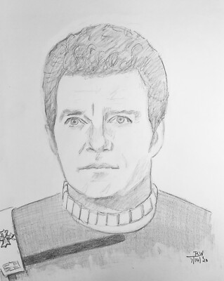 STAR TREK PENCIL DRAWING  11x14 WILLIAM SHATNER/CAPT. KIRK  PORTRAIT SKETCH