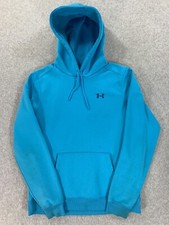 Under Armour Distressed Logo Hoodie Sweatshirt Women's Medium Sky Blue