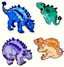 DINOSAUR DINOSAURS Glittery Euoplocephalus Sandylion Stickers VINTAGE