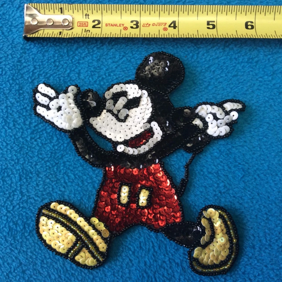 Mickey Mouse Lentejuelas y Cuentas Coser o Pegar en Apliques Motivos - Juego de 2 Foto 2 de 3