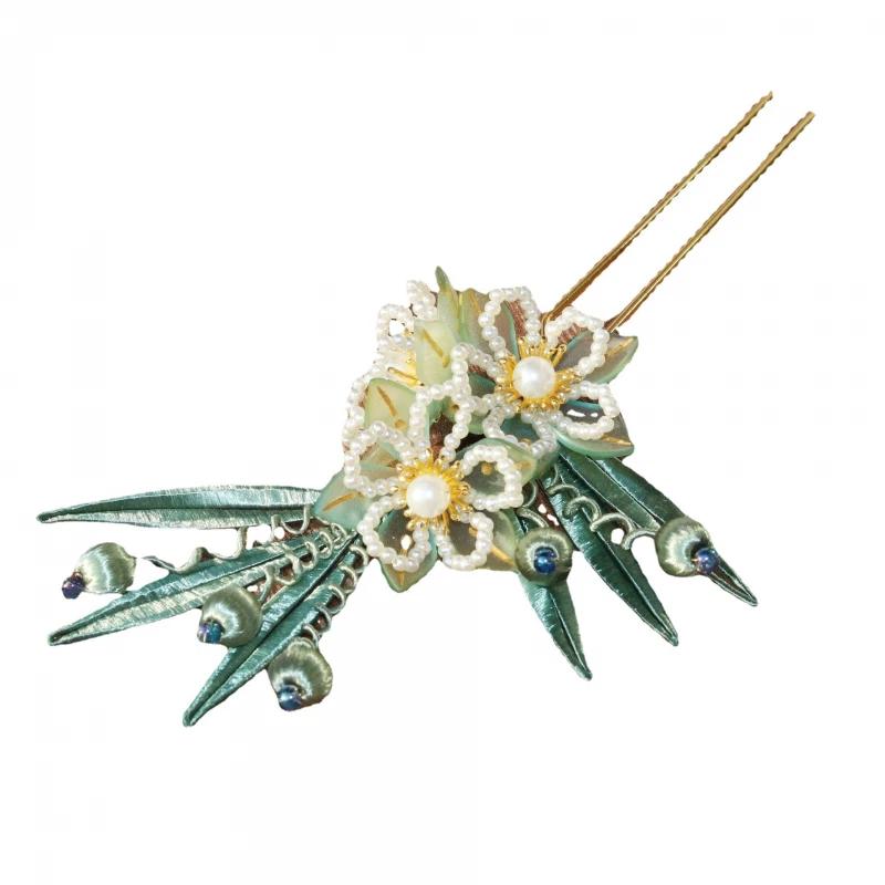 Horquilla flor melocotón accesorios Hanfu estilo antiguo accesorios para el cabello tocado Foto 3 de 4