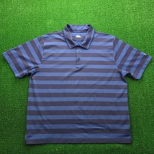 Under Armour Polo Shirt Mens 2XL Blue Striped Short Sleeve Performance Golf