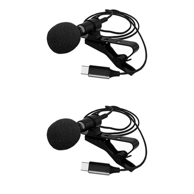  Set of 2 Mini-Telefonmikrofon Mit Clip Aufnahme Von Podcast MICS
