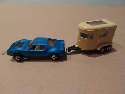 Rarität: Matchbox Superfast, No.9 Amx Javelin, blau, 1972 Lesney + Pony-Trailer