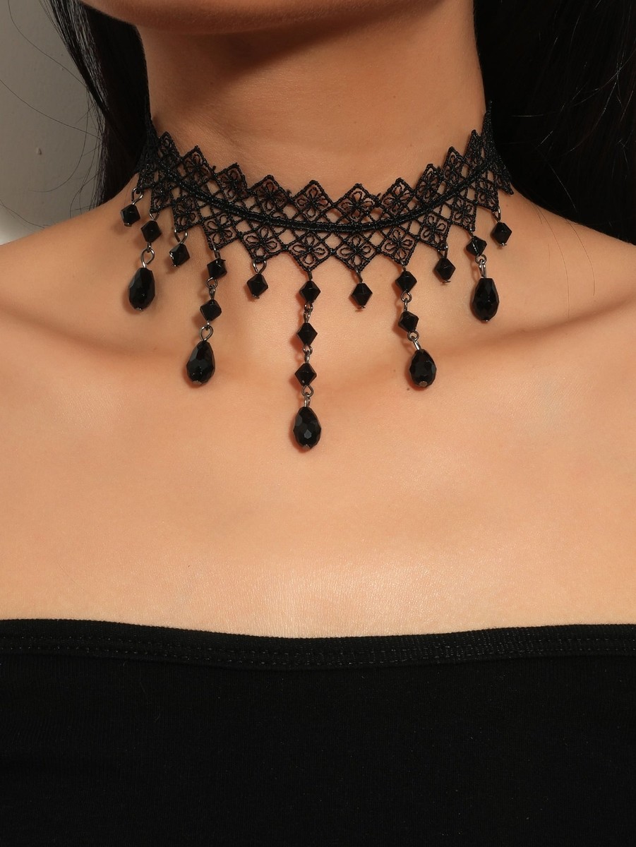 Crystal Bead Decor Lace Choker for Women Jewelry for Women