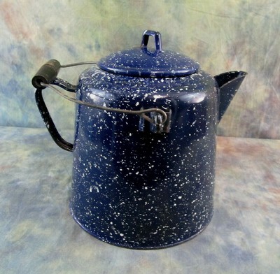Vintage Enamel Ware Blue White Speckled 