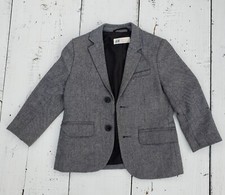 H M Boys Gray Blazer Jacket Sports Coat Sz 3-4Y Made w Viscose, Wool, Polyester