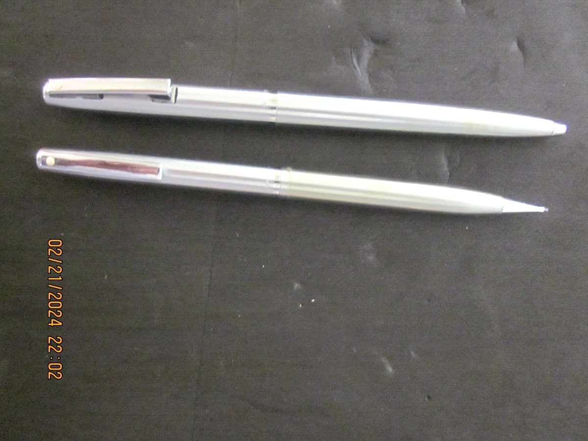 VINTAGE SHEAFFER TRIUMPH IMPERIAL CHROME WHITE DOT PEN & PENCIL