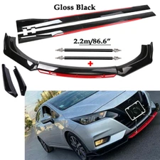 For Nissan Versa Front Bumper Rear Lip Spoiler Splitter Body Kit+Side Skirt
