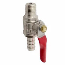 Gas Ball Valve (w/ Check), 1/4MPT x 3/8in Barb 
