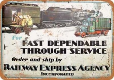 METAL SIGN - 1921 Railway Express Agency Fast Service - Vintage Look Re