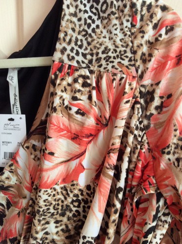 NY COLLECTION Dress Size 3X Peach Brown 3/4 Slv Ruched Stretch Pullover NWT-$70 - Picture 5 of 9