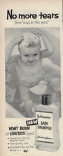 Johnson's baby shampoo child bubble bath rubber duck 1955 vintage print ad