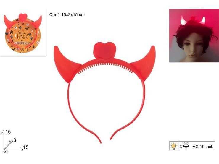 Diadema Cuernos She-Devil Con Luces Halloween Carnaval Traje Dfh