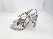 Badgley Mischka 10 Cook Metallic Silver Glitter Strappy Evening Shoes/Heels