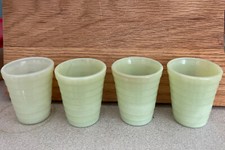4 Vintage Arko Agate celery Ribbed - Childrens Play-Time Glass Water Set