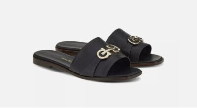 Salvatore Ferragamo Oria Leather Sandal Women's Black Size 9.5. NWB