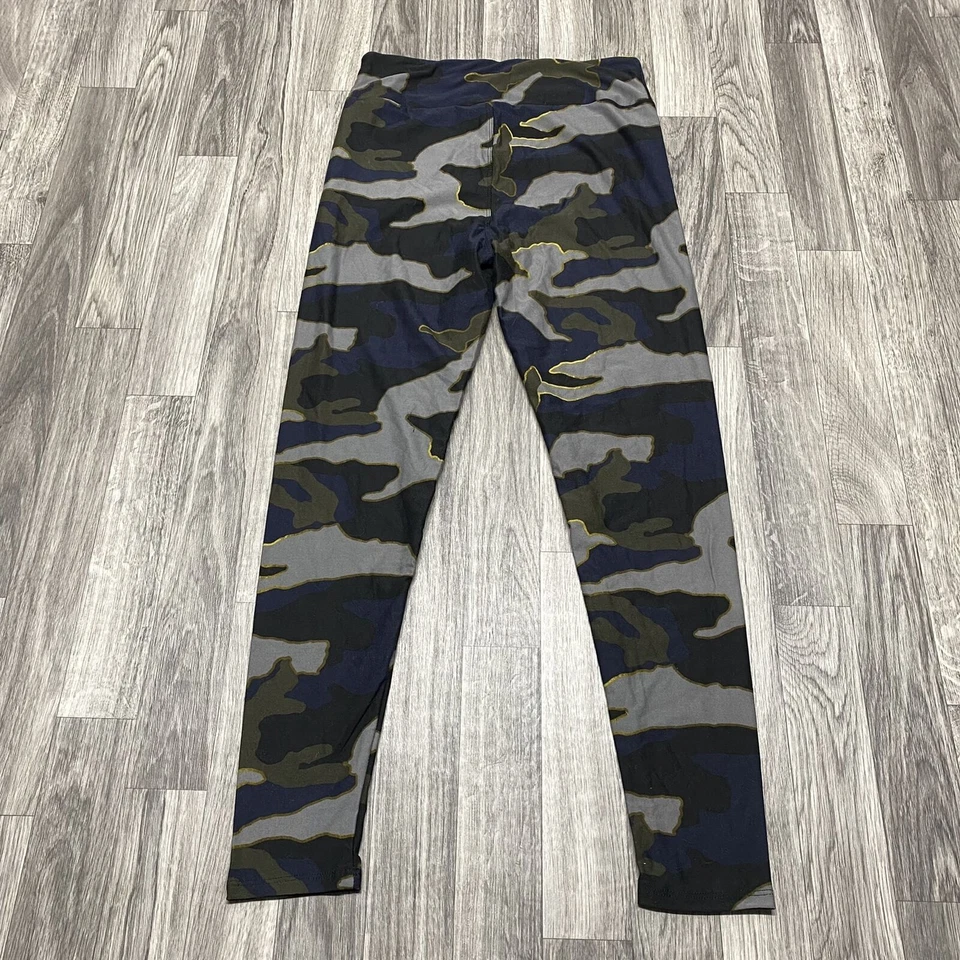 Leggings informales camuflados multicolores pierna ajustada tiro alto LULAROE para mujer talla única Foto 3 de 4