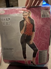 Halloween Fancy Dress Occasion Womens Rockin' Rebel Costume Leather Jacket