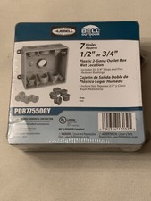 Qty 6 Hubbell 2-Gang 1/2" or 3/4" 7 Hole Weatherproof Outdoor Outlet Box