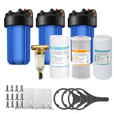 10 Inch Big Blue Whole House Water Filter Housing System Sediment Carbon Block