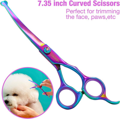 Professional Dog Grooming Scissors with Safety round Tips, 5 in 1 Dog Grooming