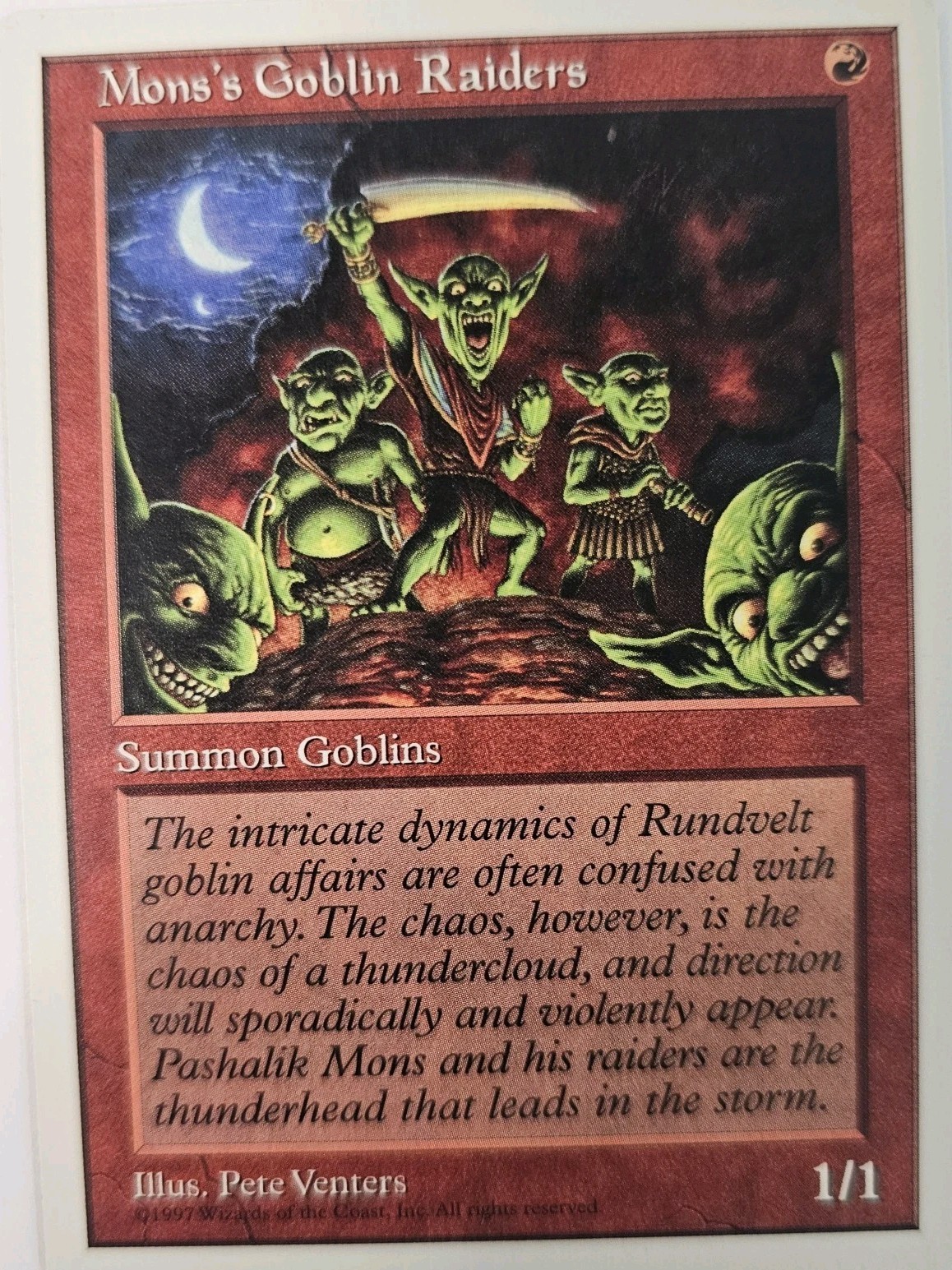 MTG Magic The Gathering Card Mons's Goblin Raiders Summon Goblins Red 1997