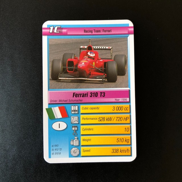 Michael Schumacher 1998 Ravensburger Super Trumps Pole Position F1 #1C Ferrari