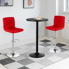 Costway 3 Pieces Pub Table Set 24" Round Bar Table & 2 Swivel Bar Stools Red