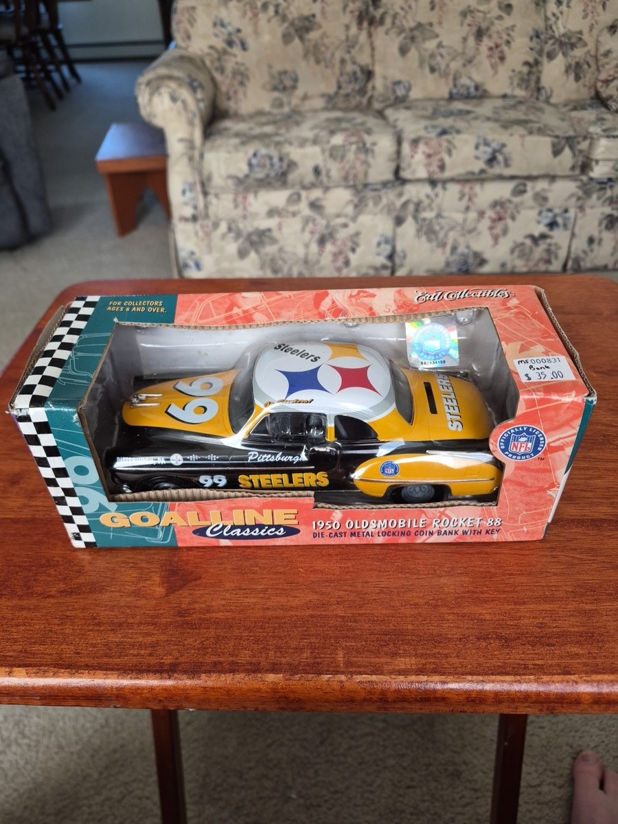 ビンテージカーオルゴール Ertl GLC Pittsburgh Steelers 1950 Oldsmobile Die Cast Coin Bank