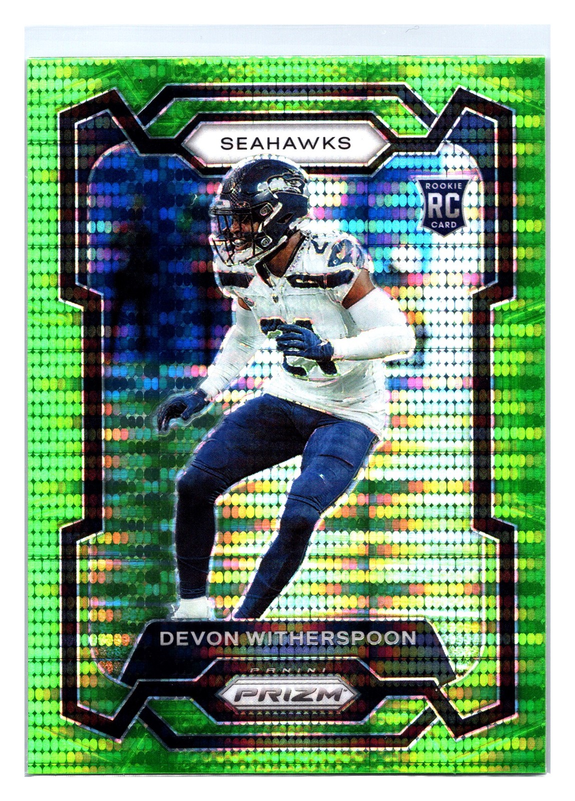 2023 Panini Prizm #389 Devon Witherspoon Neon Green Pulsar Seattle Seahawks