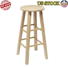 29" Natural Wood Backless Bar Stool Not Assembly Classic Look Eco-Friendly Brief